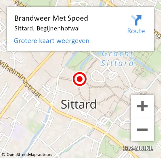 Locatie op kaart van de 112 melding: Brandweer Met Spoed Naar Sittard, Begijnenhofwal op 9 augustus 2022 10:23