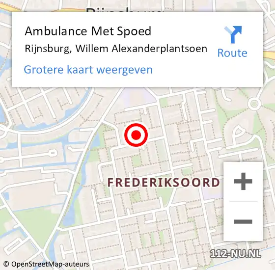 Locatie op kaart van de 112 melding: Ambulance Met Spoed Naar Rijnsburg, Willem Alexanderplantsoen op 9 augustus 2022 10:24