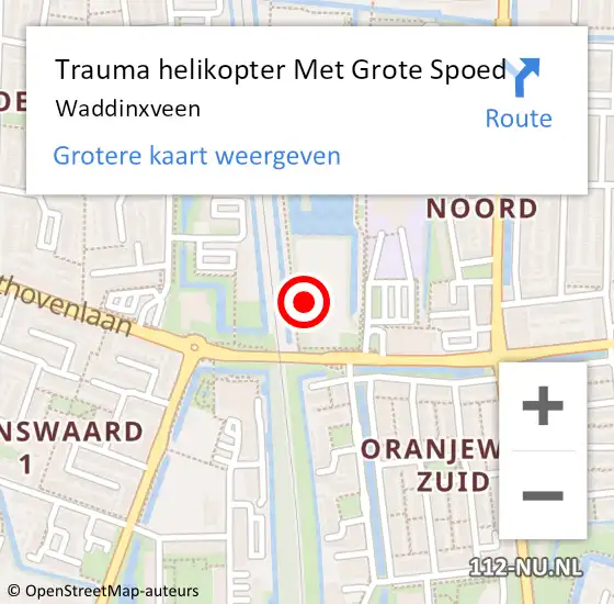 Locatie op kaart van de 112 melding: Trauma helikopter Met Grote Spoed Naar Waddinxveen op 9 augustus 2022 10:44