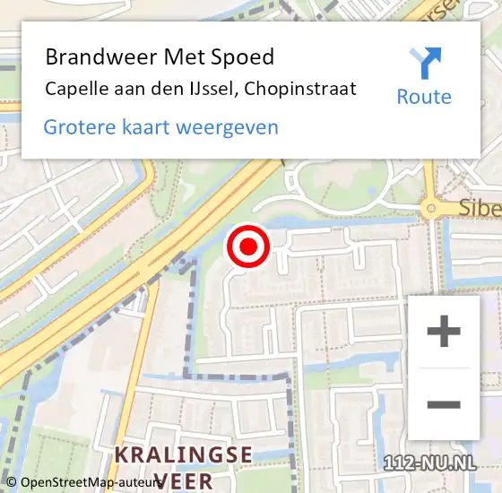 Locatie op kaart van de 112 melding: Brandweer Met Spoed Naar Capelle aan den IJssel, Chopinstraat op 9 augustus 2022 10:45