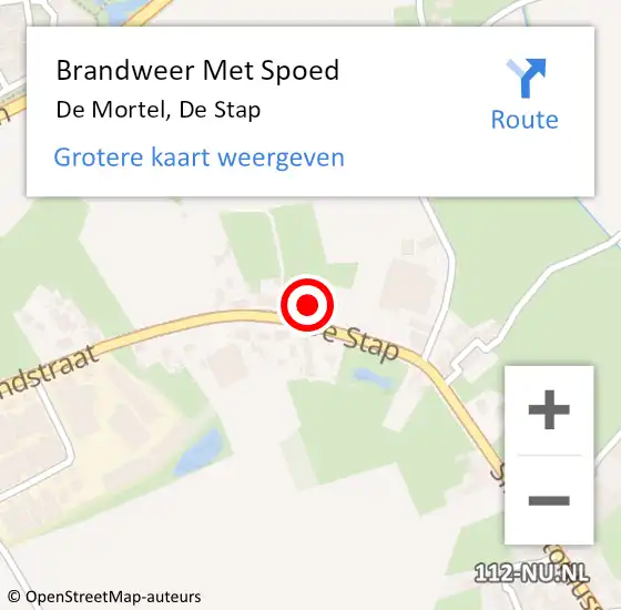 Locatie op kaart van de 112 melding: Brandweer Met Spoed Naar De Mortel, De Stap op 9 augustus 2022 10:53