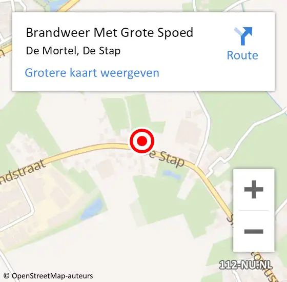 Locatie op kaart van de 112 melding: Brandweer Met Grote Spoed Naar De Mortel, De Stap op 9 augustus 2022 10:56