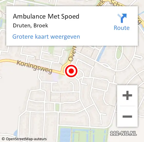 Locatie op kaart van de 112 melding: Ambulance Met Spoed Naar Druten, Broek op 9 augustus 2022 11:02