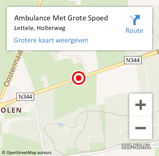 Locatie op kaart van de 112 melding: Ambulance Met Grote Spoed Naar Lettele, Holterweg op 9 oktober 2013 14:38