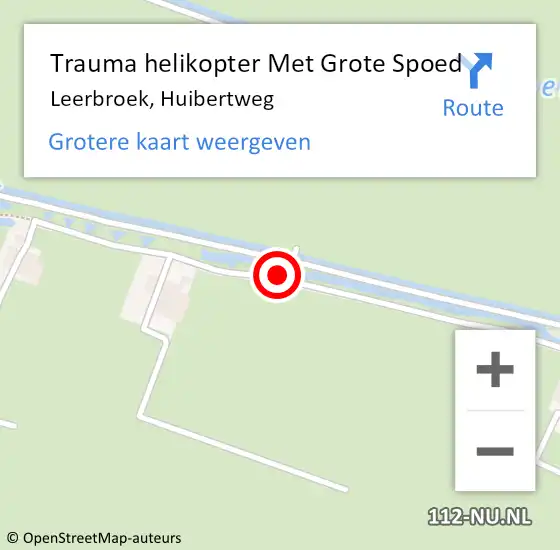Locatie op kaart van de 112 melding: Trauma helikopter Met Grote Spoed Naar Leerbroek, Huibertweg op 9 augustus 2022 11:22
