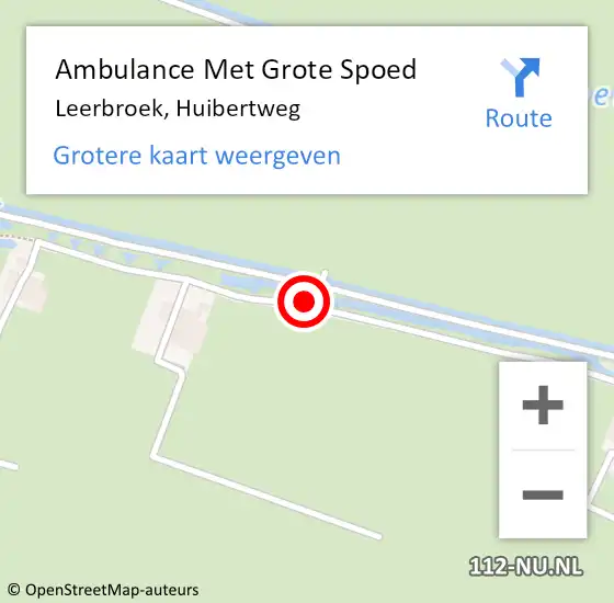 Locatie op kaart van de 112 melding: Ambulance Met Grote Spoed Naar Leerbroek, Huibertweg op 9 augustus 2022 11:24
