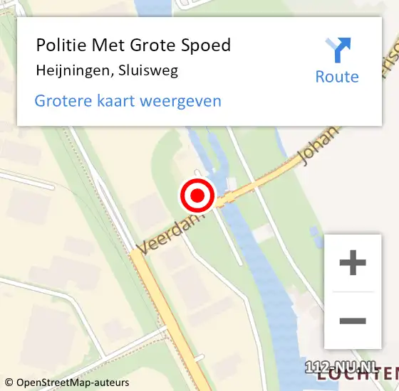 Locatie op kaart van de 112 melding: Politie Met Grote Spoed Naar Heijningen, Sluisweg op 9 augustus 2022 11:38