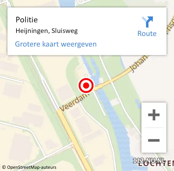 Locatie op kaart van de 112 melding: Politie Heijningen, Sluisweg op 9 augustus 2022 11:38