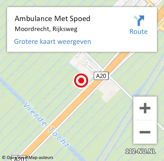 Locatie op kaart van de 112 melding: Ambulance Met Spoed Naar Moordrecht, Rijksweg op 9 augustus 2022 11:53