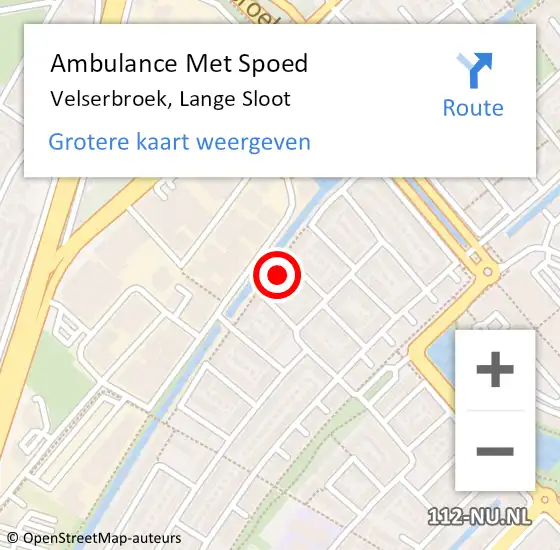Locatie op kaart van de 112 melding: Ambulance Met Spoed Naar Velserbroek, Lange Sloot op 9 augustus 2022 12:09