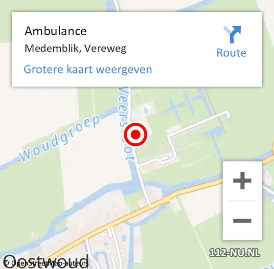 Locatie op kaart van de 112 melding: Ambulance Medemblik, Vereweg op 9 augustus 2022 12:09