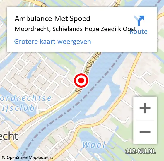 Locatie op kaart van de 112 melding: Ambulance Met Spoed Naar Moordrecht, Schielands Hoge Zeedijk Oost op 9 augustus 2022 12:11