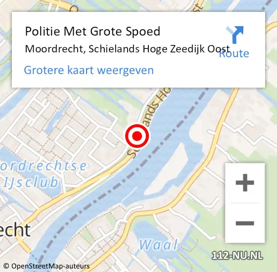 Locatie op kaart van de 112 melding: Politie Met Grote Spoed Naar Moordrecht, Schielands Hoge Zeedijk Oost op 9 augustus 2022 12:12