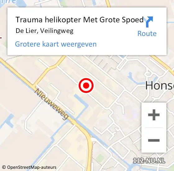 Locatie op kaart van de 112 melding: Trauma helikopter Met Grote Spoed Naar De Lier, Veilingweg op 9 augustus 2022 12:35