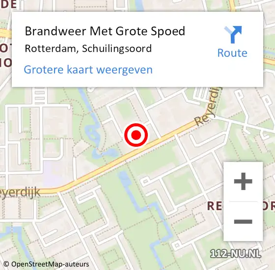 Locatie op kaart van de 112 melding: Brandweer Met Grote Spoed Naar Rotterdam, Schuilingsoord op 9 augustus 2022 12:36