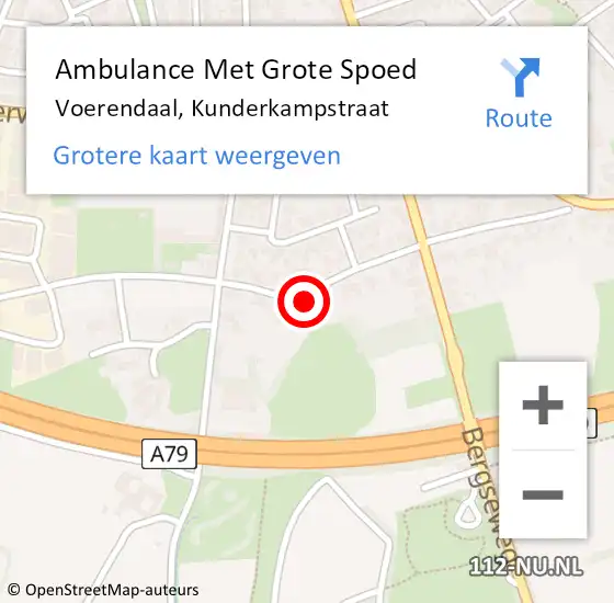 Locatie op kaart van de 112 melding: Ambulance Met Grote Spoed Naar Voerendaal, Kunderkampstraat op 25 juli 2014 18:51