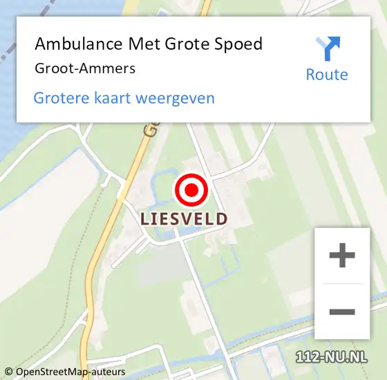 Locatie op kaart van de 112 melding: Ambulance Met Grote Spoed Naar Groot-Ammers op 9 augustus 2022 12:56