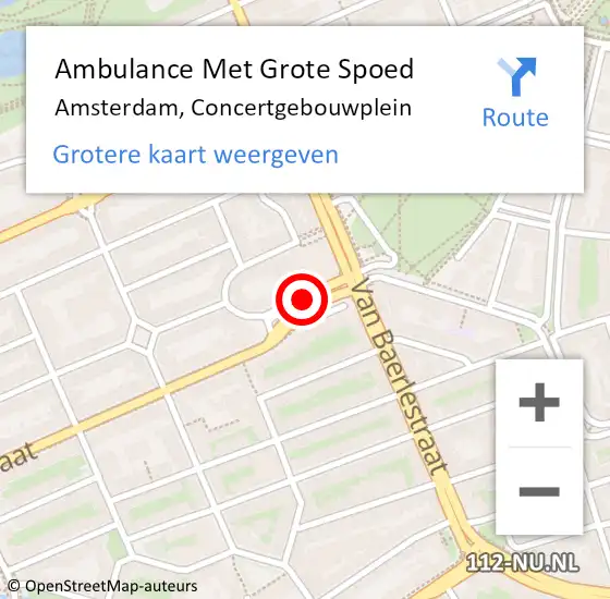 Locatie op kaart van de 112 melding: Ambulance Met Grote Spoed Naar Amsterdam, Concertgebouwplein op 25 juli 2014 18:51