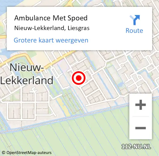 Locatie op kaart van de 112 melding: Ambulance Met Spoed Naar Nieuw-Lekkerland, Liesgras op 9 augustus 2022 13:23