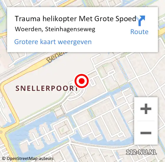 Locatie op kaart van de 112 melding: Trauma helikopter Met Grote Spoed Naar Woerden, Steinhagenseweg op 9 augustus 2022 13:34