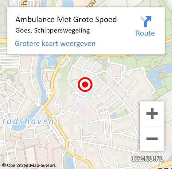 Locatie op kaart van de 112 melding: Ambulance Met Grote Spoed Naar Goes, Schipperswegeling op 25 juli 2014 18:56