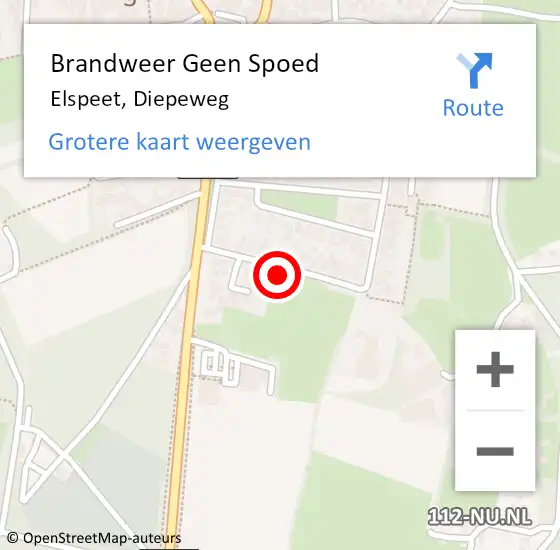 Locatie op kaart van de 112 melding: Brandweer Geen Spoed Naar Elspeet, Diepeweg op 9 augustus 2022 13:46