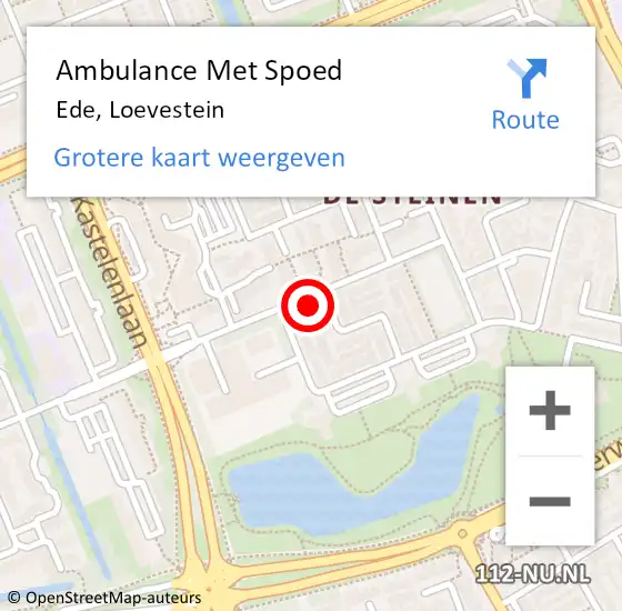 Locatie op kaart van de 112 melding: Ambulance Met Spoed Naar Ede, Loevestein op 9 augustus 2022 14:24