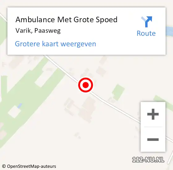 Locatie op kaart van de 112 melding: Ambulance Met Grote Spoed Naar Varik, Paasweg op 9 augustus 2022 14:32