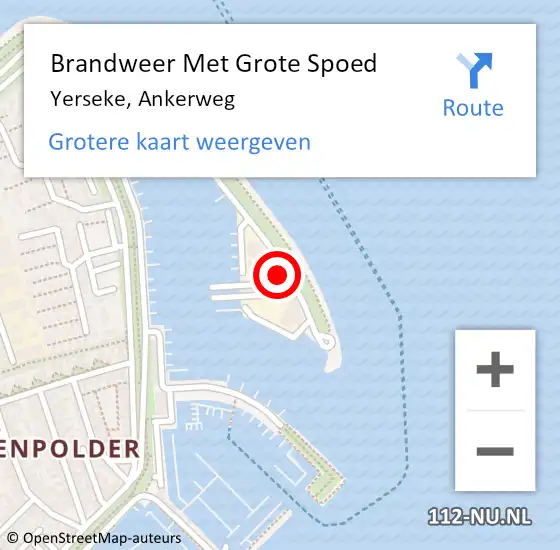 Locatie op kaart van de 112 melding: Brandweer Met Grote Spoed Naar Yerseke, Ankerweg op 9 augustus 2022 14:36