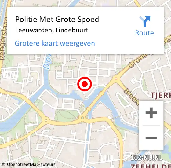 Locatie op kaart van de 112 melding: Politie Met Grote Spoed Naar Leeuwarden, Lindebuurt op 9 augustus 2022 14:38