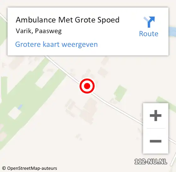 Locatie op kaart van de 112 melding: Ambulance Met Grote Spoed Naar Varik, Paasweg op 9 augustus 2022 14:38