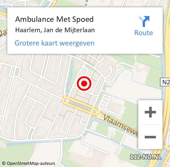 Locatie op kaart van de 112 melding: Ambulance Met Spoed Naar Haarlem, Jan de Mijterlaan op 9 augustus 2022 14:53