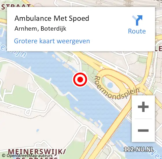 Locatie op kaart van de 112 melding: Ambulance Met Spoed Naar Arnhem, Boterdijk op 9 augustus 2022 15:29