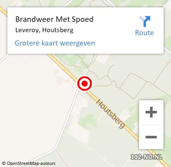 Locatie op kaart van de 112 melding: Brandweer Met Spoed Naar Leveroy, Houtsberg op 9 augustus 2022 15:31