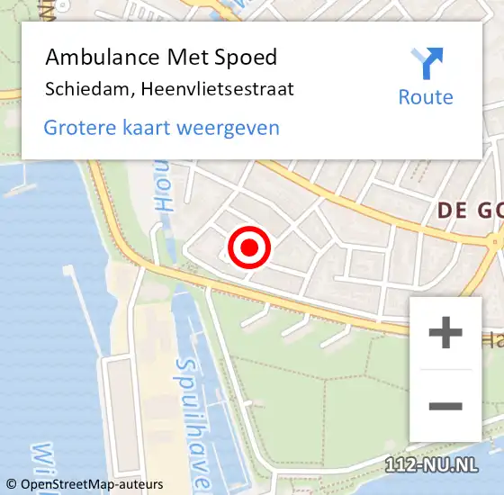 Locatie op kaart van de 112 melding: Ambulance Met Spoed Naar Schiedam, Heenvlietsestraat op 9 augustus 2022 15:47