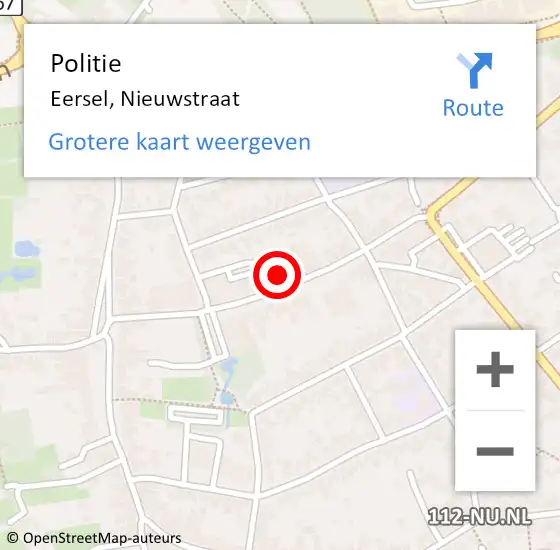 Locatie op kaart van de 112 melding: Politie Eersel, Nieuwstraat op 9 augustus 2022 16:28