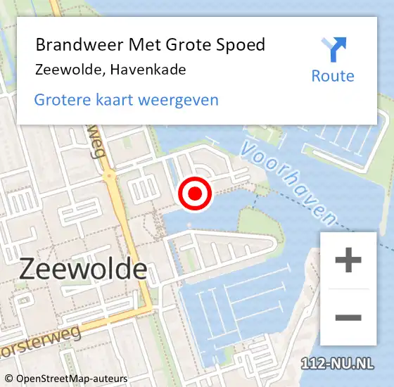 Locatie op kaart van de 112 melding: Brandweer Met Grote Spoed Naar Zeewolde, Havenkade op 9 augustus 2022 16:33