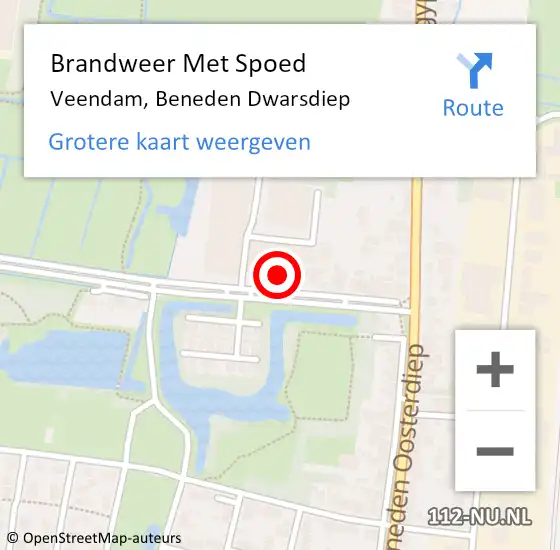 Locatie op kaart van de 112 melding: Brandweer Met Spoed Naar Veendam, Beneden Dwarsdiep op 9 augustus 2022 16:34