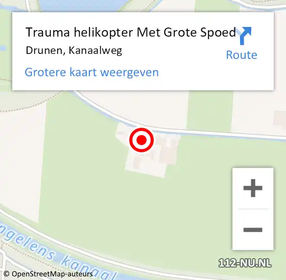 Locatie op kaart van de 112 melding: Trauma helikopter Met Grote Spoed Naar Drunen, Kanaalweg op 9 augustus 2022 16:47