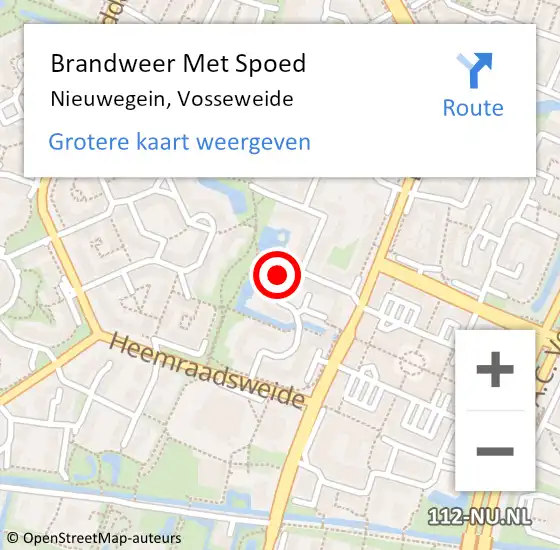 Locatie op kaart van de 112 melding: Brandweer Met Spoed Naar Nieuwegein, Vosseweide op 9 augustus 2022 16:50