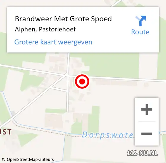 Locatie op kaart van de 112 melding: Brandweer Met Grote Spoed Naar Alphen, Pastoriehoef op 9 augustus 2022 17:20