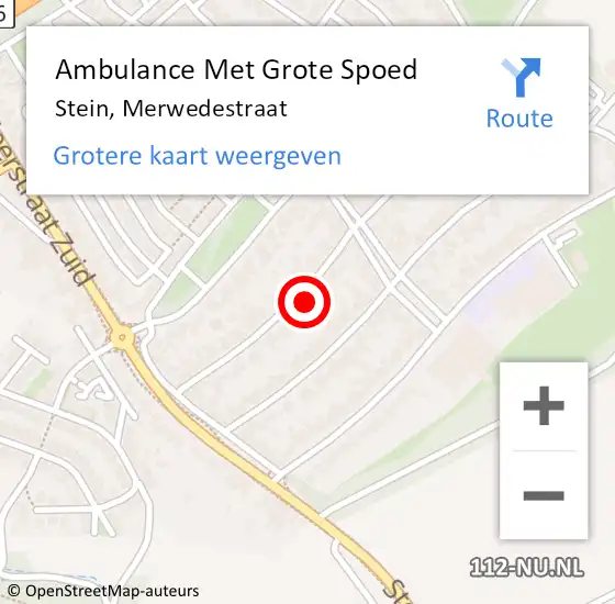 Locatie op kaart van de 112 melding: Ambulance Met Grote Spoed Naar Stein, Merwedestraat op 25 juli 2014 19:37