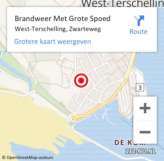 Locatie op kaart van de 112 melding: Brandweer Met Grote Spoed Naar West-Terschelling, Zwarteweg op 9 augustus 2022 17:39