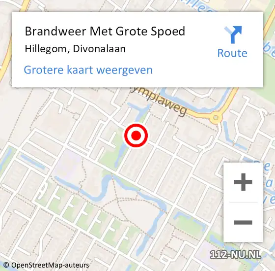 Locatie op kaart van de 112 melding: Brandweer Met Grote Spoed Naar Hillegom, Divonalaan op 25 juli 2014 19:41