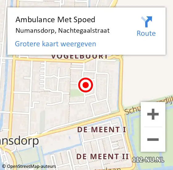 Locatie op kaart van de 112 melding: Ambulance Met Spoed Naar Numansdorp, Nachtegaalstraat op 9 augustus 2022 18:05