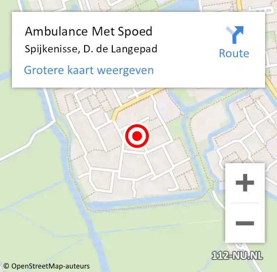 Locatie op kaart van de 112 melding: Ambulance Met Spoed Naar Spijkenisse, D. de Langepad op 9 augustus 2022 18:06