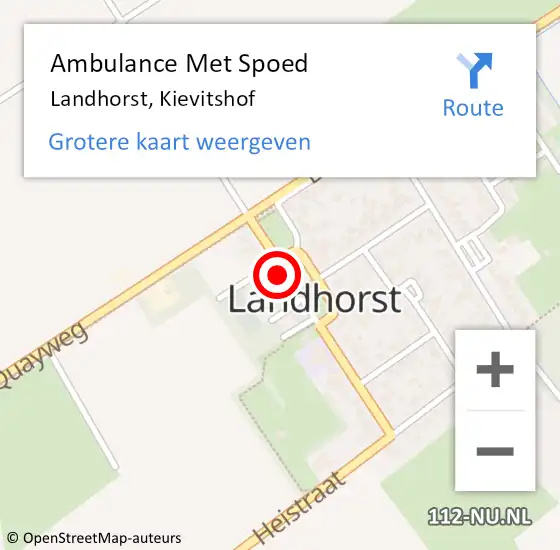 Locatie op kaart van de 112 melding: Ambulance Met Spoed Naar Landhorst, Kievitshof op 25 juli 2014 19:42