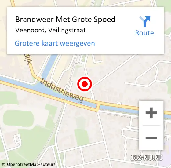 Locatie op kaart van de 112 melding: Brandweer Met Grote Spoed Naar Veenoord, Veilingstraat op 9 augustus 2022 18:15