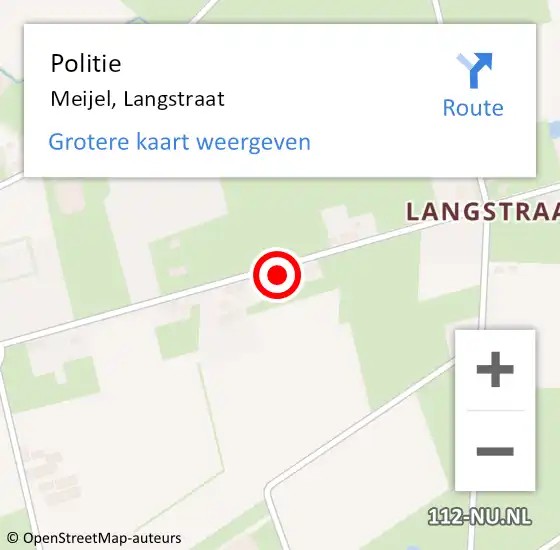 Locatie op kaart van de 112 melding: Politie Meijel, Langstraat op 9 augustus 2022 18:26
