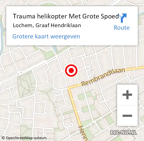 Locatie op kaart van de 112 melding: Trauma helikopter Met Grote Spoed Naar Lochem, Graaf Hendriklaan op 9 augustus 2022 18:32